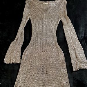 Gold seethrough sexy and classy dress